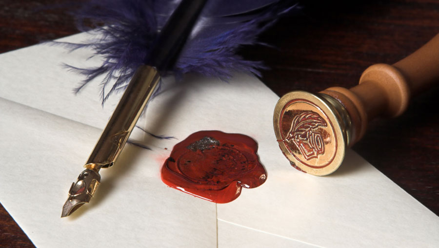 purple quill and envelope