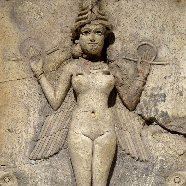 Plaque of a Sumerian goddess who may be Inanna.
