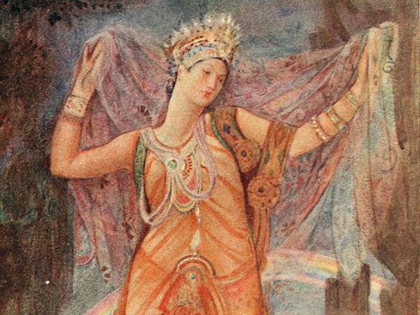 illustration of Inanna donning a shawl.